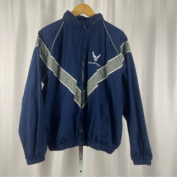 Skilcraft JWOD US Air Force Medium Windbreaker Rain Jacket Hooded Zip Workout - Picture 1 of 10